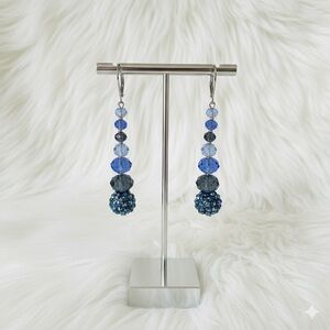 3 for $12 🩷 Bundle Long Blue Ombre Beaded Dangle Earrings